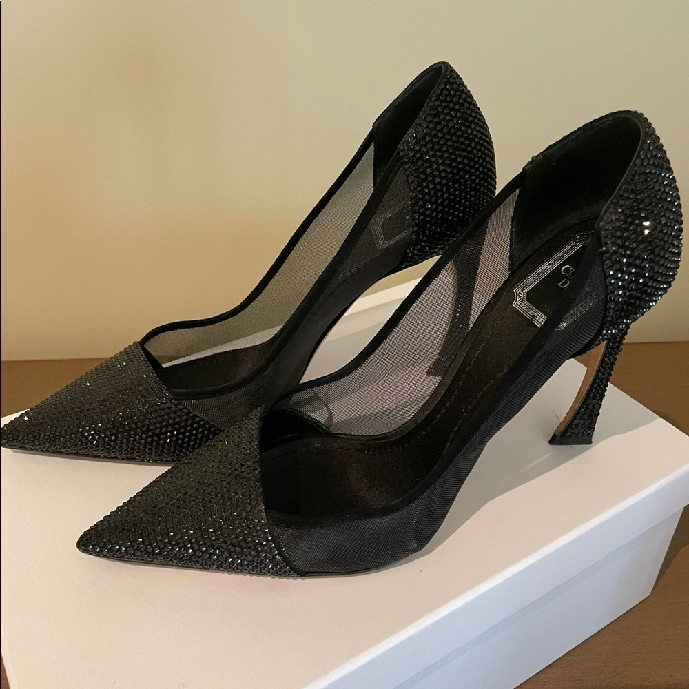 Christian Dior Suede and Satin Black Heels size 38.5 with box and dust bag